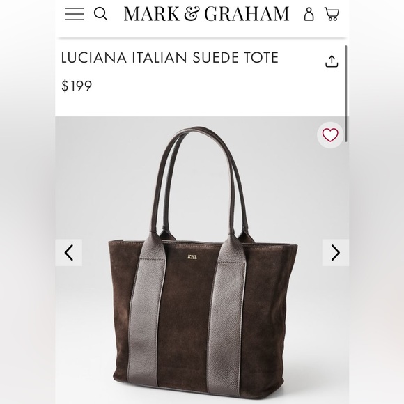 Luciana Italian suede tote chocolate Dark Brown Leather Tote Bag - Picture 2 of 4